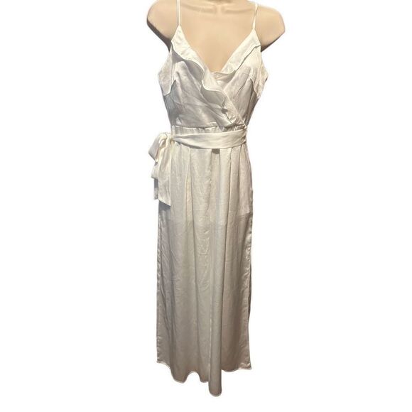 Altard State Womens White Extra Wide Leg Jumpsuit Waist Tie Half Lining Sz Small - Picture 1 of 15